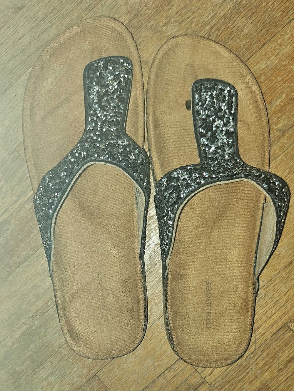 Maurices Black Glitter Toe-Post Sandals - Women